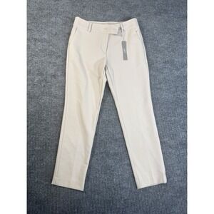 LOFT Slim Straight Leg Flat Front‎ Dress Pants Beige Button Zip Pockets Women